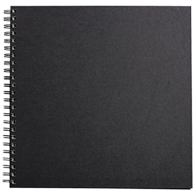Afbeelding van Clairefontaine Ref 34261C Goldline Wirebound Pad (64 witte vellen) 30,5 x cm formaat, 140gsm papier, vierkante lay out zwarte omslag geschikt voor droge technieken