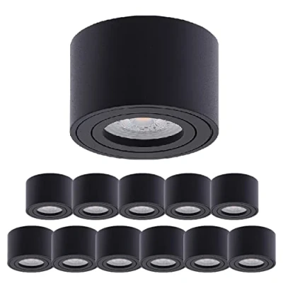 Afbeelding van Oktaplex 12 stuks opbouwspot Lile zwart incl. LED module dimbaar 5W 230V 3000K warm wit 80x50mm aluminium draaibaar