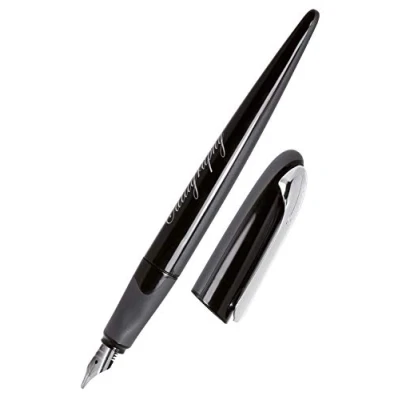 Afbeelding van ONLINE Kalligrafiepen, vulpen voor kalligrafiepen Air Black, brede in lijndikte 1,4 mm, standaard inktpatronen of converter, incl. combicartridge blauw