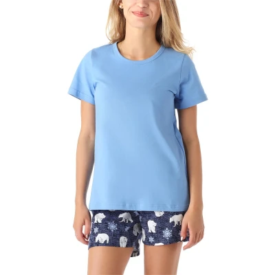 Afbeelding van Merry Style Dames Pyjama Korte mouwen broek Katoen MS MS10 265 PJ Blauw Beer 170
