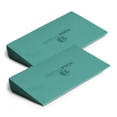 Afbeelding van Yoga Studio EVA Wedge Blocks 2 stuks (paar) Slant Board Twin Pack Kuitstretcher Lichtgewicht schuim Mini halve wiggen Antislip wig voor polsen en handen (groenblauw)