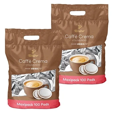 Afbeelding van Tchibo Koffiepads, voorraadverpakking Maxipack, Caffè Crema vol, 200 stuks 2 x 100 pads (koffie, evenwichtig en vol), duurzaam, geschikt voor Senseo machines