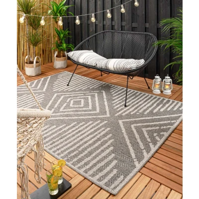 Afbeelding van Buitenkleed Boho Grijs/crème 66x230 Cm