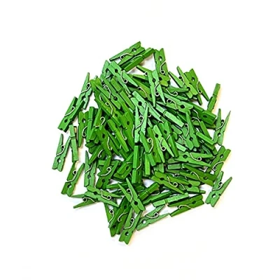 Afbeelding van Mini houten wasknijpers, groen, 100 stuks