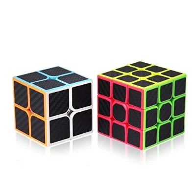 Afbeelding van ROXENDA Speed Cube Set, 2x2x2 3x3x3 Magische Kubus Puzzel Bundle (Koolstofvezel)