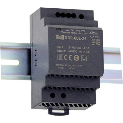 Afbeelding van Mean Well DDR 60L 24 DIN rail DC/DC converter V/DC 2.5 A 60 W Aantal uitgangen: 1 x Inhoud: stuk(s)