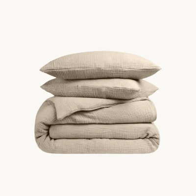 Afbeelding van Dekbedovertrek set Katoen Mousseline 220TC Taupe