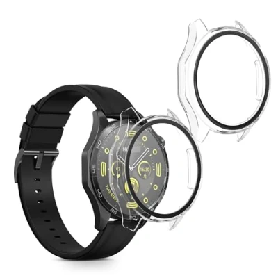 Afbeelding van kwmobile 2x cover geschikt voor Huawei Watch GT4 46mm Fitnesstracker van gehard glas en kunststof frame set transparant
