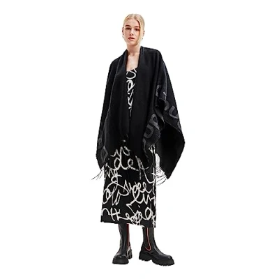 Afbeelding van Desigual poncho met franjes antraciet