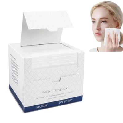 Afbeelding van XL Reinigingsdoekjes, wegwerp gezichtsdoeken, biologisch afbreekbaar, reinigingsdoekjes voor gevoelige huid, make up verwijderingsdoekjes, 50 stuks, 1 verpakking