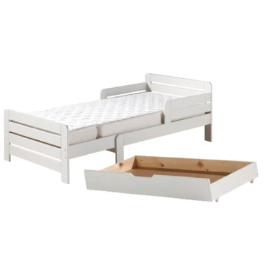 Afbeelding van Deze combinatie in wit uit de JUMPER collectie bestaat een doorgroeibed met bijhorende lade en matras (140 + 60 cm). Meerdere afmetingen