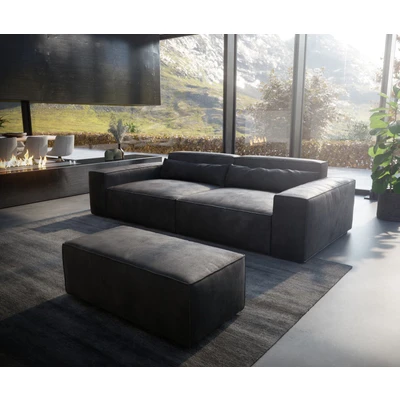 Afbeelding van Big Sofa Sirpio XL 270x130 cm kunstleer vintage antraciet met kruk