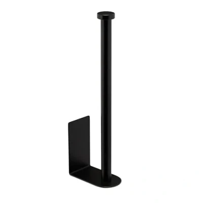 Afbeelding van Relaxdays toiletrolhouder zelfklevend hangend muur 2 rollen rvs zonder boren zwart