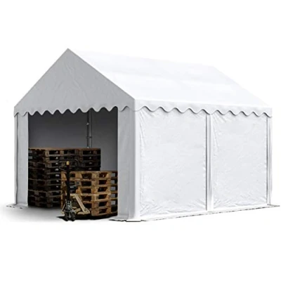 Afbeelding van Opslagtent 3x4 m stabiele industrietent met PVC Zeil 750 N wit beschutting grondframe