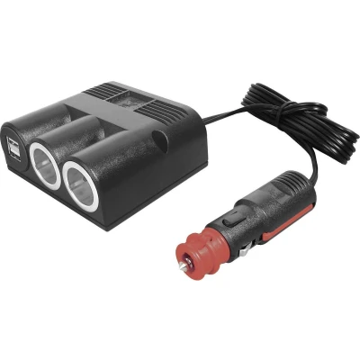 Afbeelding van ProCar 2 voudige 12V/24V splitter met USB lader meter