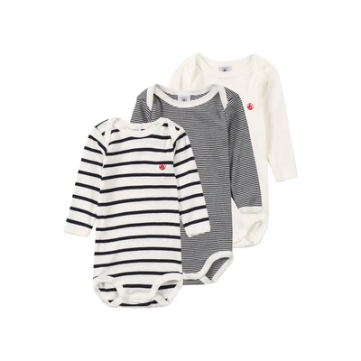 Afbeelding van Petit Bateau Set van 3 baby rompers met lange mouwen Unisex Rompertje Maat 104