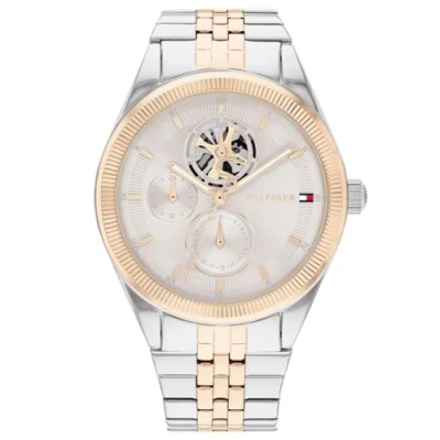Afbeelding van Tommy Hilfiger TH1782716 MONICA Dames Horloge Mineraalglas Staal Zilverkleurig 38 mm breed Quartz Vouw/Vlindersluiting 3 ATM (spatwater)