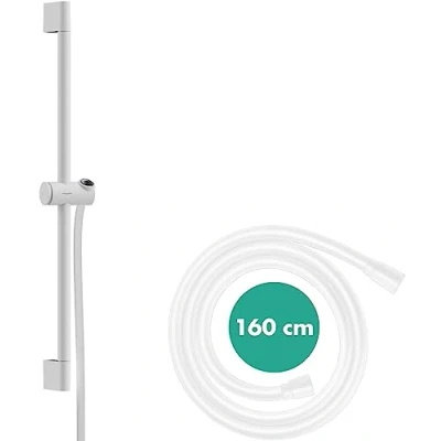 Afbeelding van hansgrohe unica 65 cm met push schuifstuk en doucheslang mat wit 24400700