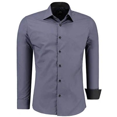 Afbeelding van J&#039;S FASHION Herenoverhemd met lange mouwen in slim fit gemakkelijk te strijken EU maten: S tot 6XL, Antraciet, M