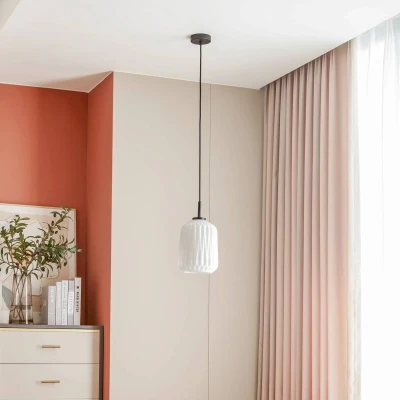 Afbeelding van Lucande hanglamp 1licht Glas H: 34 cm E27 wit