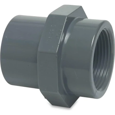 Afbeelding van Draadsok PVC U 40/50 mm x 1 1/2 inch lijmmof/spie binnendraad 10 bar grijs