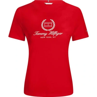 Afbeelding van Tommy Hilfiger T shirt SLIM FLAG SCRIPT TEE SS met logoprint op borsthoogte
