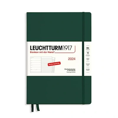 Afbeelding van LEUCHTTURM1917 367749 Weekkalender &amp; notitieboek Composition (B5) 2024, met extra schrift voor adressen en jubilea, bosgroen, Duits, 12 maanden