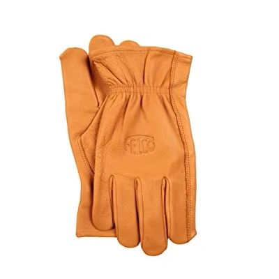 Afbeelding van FELCO 703L Handschoenen van echt leer (maat L, doorsteekbestendig rundleer, tuinhandschoenen voor zware snijwerkzaamheden, werkhandschoenen natuurlijke kleur)