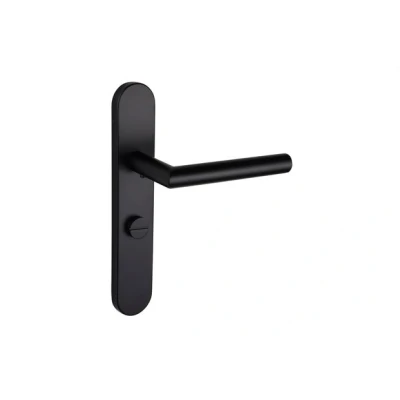 Afbeelding van Lavuzo deurkruk Mantua Zwart met afgerond schild WC63/8 badkamersluiting Per set