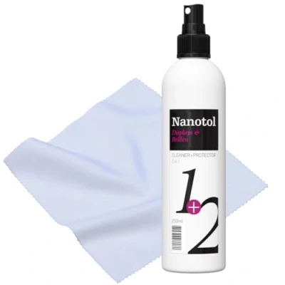 Afbeelding van Nanotol displays en brillen 2 in 1 snelafdichting reiniger met poetsdoek 250 ml