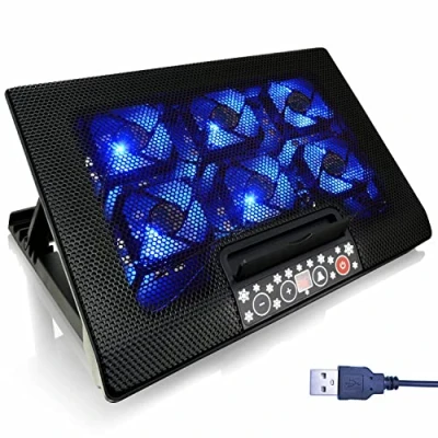 Afbeelding van AABCOOLING NC77 Laptop Cooling Mat with 6 Fans, Adjustable Tilt and Blue Backlight, Macbook Pad, Silent Cooler, Knee Notebook Cooler