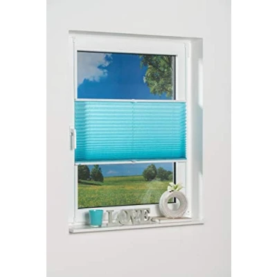 Afbeelding van K home Klemmfix plissé 45 x 130 cm (B L) ijsblauw lichtbescherming +++ Moderne Crushed optiek