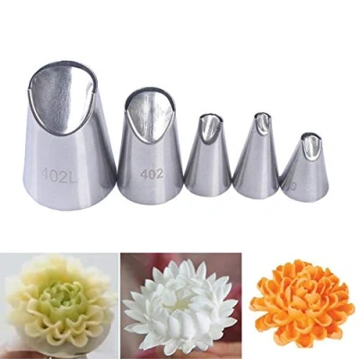 Afbeelding van DUORUI 5Pcs Icing Piping Nozzle Tips Cream Cake Decorating Cupcake Fondant Rvs Maken Bloem Chrysant Bloemblaadje