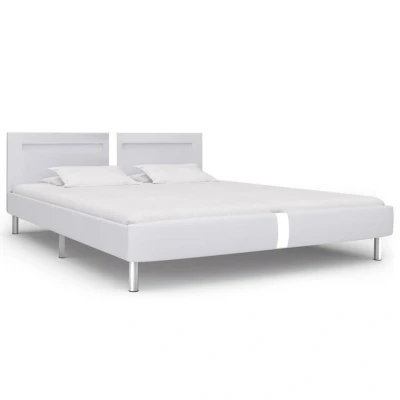 Afbeelding van Bedframe met LED kunstleer wit 180x200 cm