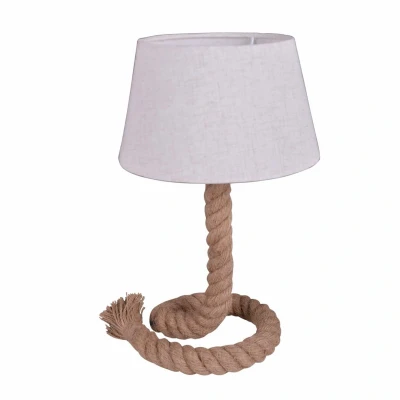 Afbeelding van näve Tafellamp Rope &#039;Rope&#039; excl. 1x E27 max.40 W, jutetouw ecru, scherm: wit