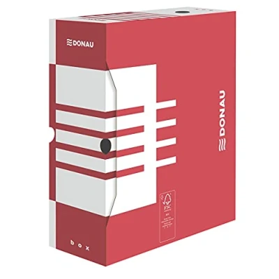 Afbeelding van DONAU 7662301FSC 04 opbergbox archiefdoos van gerecycled karton stabiel 20 pack A4 / 120 mm/B rugbreedte kleur: rood FSC® gecertificeerd
