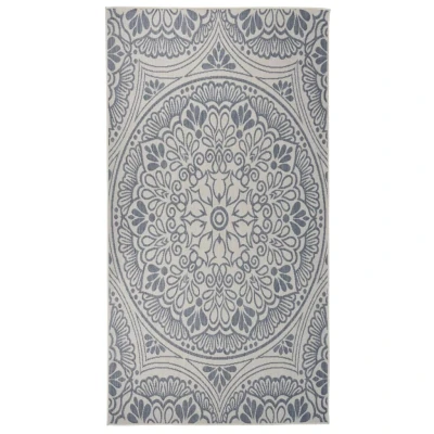 Afbeelding van Buitenkleed met patroon platgeweven 80x150 cm blauw