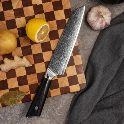 Afbeelding van Homizu Japans Santokumes 18cm AUS10 damascus mes/G10 geschenkdoos