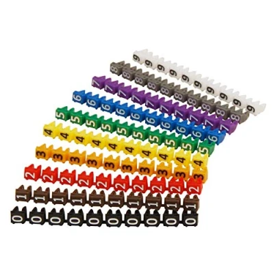 Afbeelding van MC POWER kabelmarkers, clips, voor kabels tot 3 mm, bedrukt met cijfers 0 9, verpakking van 100 stuks