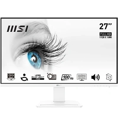 Afbeelding van MSI PRO MP273AWDE 27 inch Full HD Office Monitor 1920x1080 IPS paneel, 100Hz, oogvriendelijk scherm, VESA montage, luidspreker, display kit, HDMI 1.4b, DP 1.2a, D Sub (VGA) wit