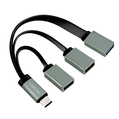 Afbeelding van LogiLink UA0315, USB 3.2 Gen 1 (3.1 1) Type C, 2.0, A, 5000 Mbit/s, Zwart, Grijs, USB, stuk(s)