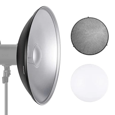 Afbeelding van Neewer Fotostudio, stroboscoop, flitslicht, reflector, beauty dish met honingraatrooster en weekmakers, 55 centimeter voor Bowens Gemini standaard, R, RX strobe meer