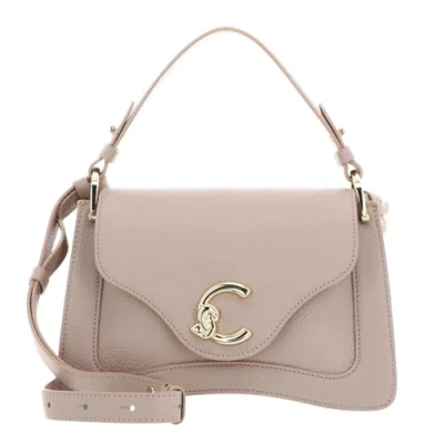 Afbeelding van COCCINELLE Leren Schoudertas Handtas C Me Grained Leather Handbag Rosette Beige