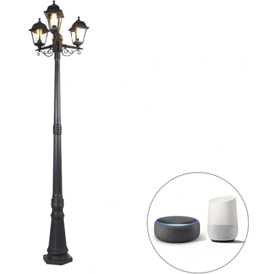 Afbeelding van QAZQA Smart lantaarn zwart 3 lichts IP44 incl. Wifi ST64 Capital