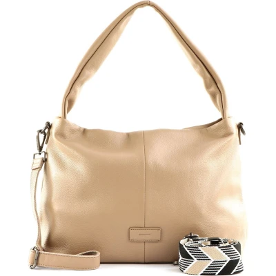 Afbeelding van FREDsBRUDER Leren Schoudertas Fosa Hobo Bag Feather Grey Taupe