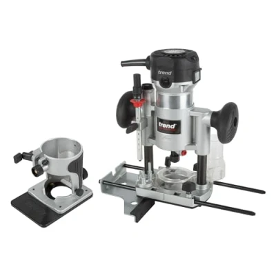 Afbeelding van Trend T1 Dubbelbasis Bovenfrees, 8mm Spantang, 710W, 230V, Compact Precisie Snijgereedschap voor Houtbewerking, T1EPS/EURO