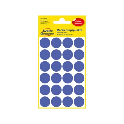 Afbeelding van Avery Etiket Zweckform 18mm rond blister 4 vel a 24 et. donkerblauw Non permanent