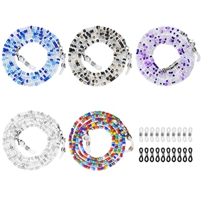 Afbeelding van URAQT Eyeglass Chains voor Vrouwen, 5 Delig Masker Houder Ketting met 10 Siliconen Antislip Gespen, Brillen Bead Zonnebril Eyewear Retainer Brilketting Geschikt Meisjes, Mannen