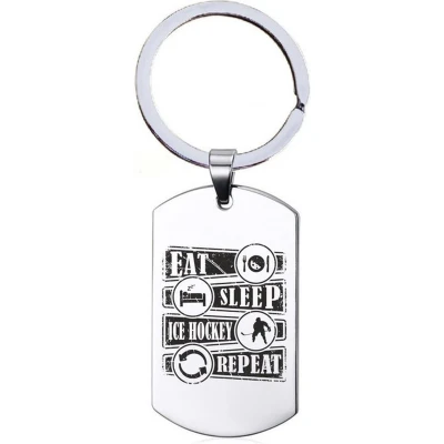 Afbeelding van Sleutelhanger RVS Eat Sleep Ice Hockey Repeat