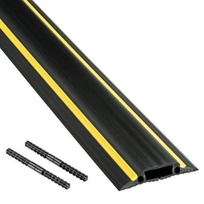 Afbeelding van D Line vloerkabelafwerking, FC83H/9M middelzware kabelafwerking, beschermt kabels en voorkomt struikelen, kabelhouder, kabelmanagement 9 meter (L) kabeldoorvoer 30 mm (B) x 10 (H) Zwart geel